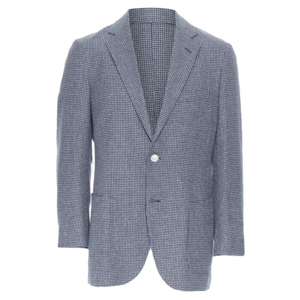 Tomorrowland blue white wool blend double button blazer jacket